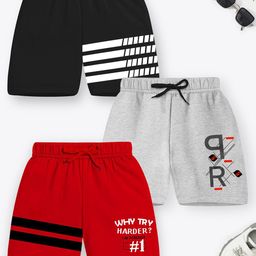 YK X Trampoline Unisex Kids Pack of 3 Mid Rise Printed Shorts-picture-41