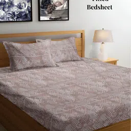 Arrabi Brown & White Striped 300 TC Fitted King Bedsheet with 2 Pillow Covers-image-19