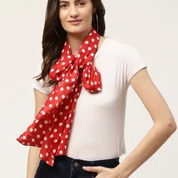 DressBerry Women Red & White Polka Dots Printed Scarf-34