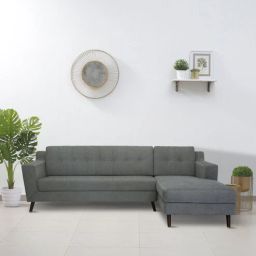 casacraft from pepperfry Amanda Fabric LHS Sectional Sofa (3 + Lounger) In Steel Grey Colour-picture-20
