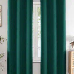 HOMEMONDE Green Set of 2 Black Out Long Door Curtain-9