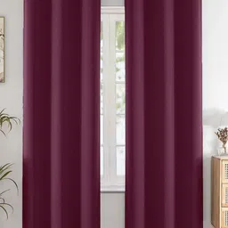 HOMEMONDE Burgundy Set of 2 Black Out Long Door Curtain-image-23