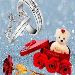 UNIVERSITY TRENDZ Silver-Plated Crown Couple Ring Home Gift Set-48
