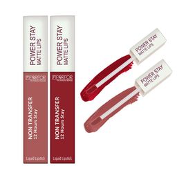 FORFOR Power Stay Set Of 2 Liquid Matte Lipstick -5ml Each-Sandy Nude 21-Peppy Red 22-50