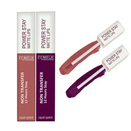 FORFOR Power Stay Set Of 2 Liquid Matte Lipstick -5ml Each-Sandy Nude 21-Berry Wine 03-29