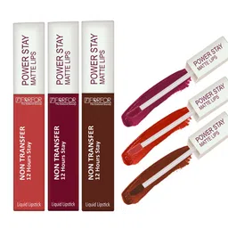 FORFOR Power Stay Set Of 3 Liquid Matte Lipstick-5mlEach-CandyRed-BridalMaroon-CocoaBrown-13