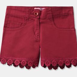 R&B Girls Burgundy Shorts With Lace Hem-picture-29