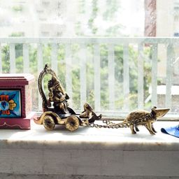 eCraftIndia Brown Lord Ganesha Savari on Rat Showpiece-image-51