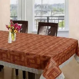 TANLOOMS Orange Geometric Printed Waterproof 6-Seater Table Cover-15