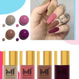 MI FASHION Set of 4 Velvet Matte Nail Polishes - 9.9ml Each-image-75