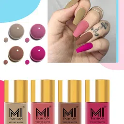 MI FASHION Set Of 4 Velvet Matte High-Pigmented Nail Polish - 9.9ml Each-image-87