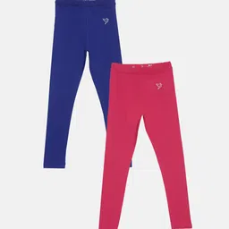 TWIN BIRDS Girls Pack Of 2 Solid Pure Cotton Tailored-Fit Ankle-Length Leggings-picture-38