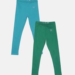 TWIN BIRDS Girls Pack Of 2 Solid Pure Cotton Tailored-Fit Ankle-Length Leggings-image-57
