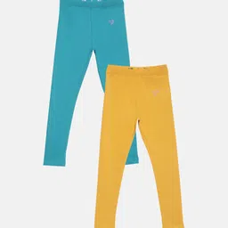 TWIN BIRDS Girls Pack Of 2 Solid Pure Cotton Ankle-Length Leggings-image-98
