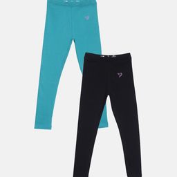 TWIN BIRDS Girls Pack Of 2 Solid Pure Cotton Tailored-Fit Ankle-Length Leggings-image-72