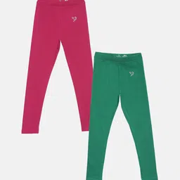 TWIN BIRDS Girls Pack Of 2 Solid Pure Cotton Ankle-Length Leggings-image-94