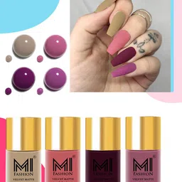 MI FASHION Set of 4 Velvet Matte Nail Polishes - 9.9ml Each-image-74