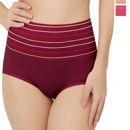 Bella Voste Pack Of 3 Striped High Waist Anti Odour Shapewear Briefs-image-80