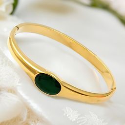 KARISHMA KREATIONS Unisex Cubic Zirconia Gold-Plated Bangle-Style Bracelet-28