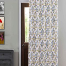 HOMEMONDE Yellow & White Geometric Room Darkening Door Curtain-image-79