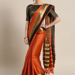 Saree mall Rust Orange Solid Saree-picture-33