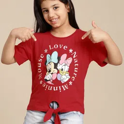Kids Ville Girls Printed Relaxed Fit Pure Cotton Tshirts-picture-5