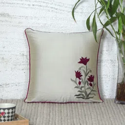 ZEBA Off White & Purple Floral Square Cushion Covers-image-93