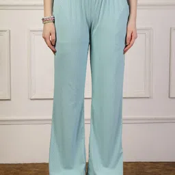 UZARUS Ribbed Stretchable Mid-Rise Bell Trousers-picture-6