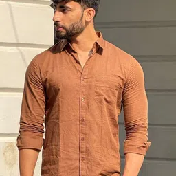 Be Savage Slim Fit Long Sleeves Linen Shirt-image-91