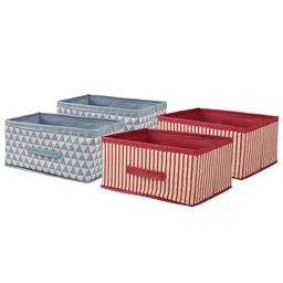 Kuber Industries Pink & Blue 4 Pieces Striped Drawer Organisers-22