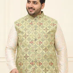 SOJANYA Men Plus Size Printed Mandarin Collar Nehru Jacket-10