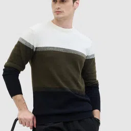Snitch Men Colourblocked Pullover Sweaters-image-9