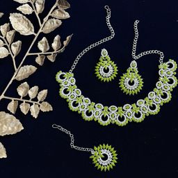 VATSALYA creation Alloy Gold- plated Green Jewellery Set-picture-10