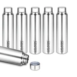 Classic Essentials Silver-Toned & Black 6 Pieces Stainless Steel Water Bottle 1l-image-1