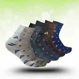 MJE 5-Pcs Patterned Cotton Ankle Length Socks-image-28