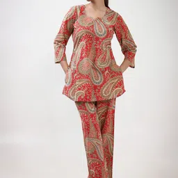 BUTA BUTI Printed Round Neck Top With Trousers Co-Ords-picture-52