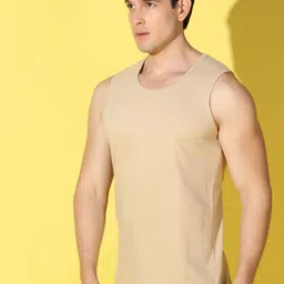 WOOSTRO Pack Of 2 Printed Combed Cotton Gym Vests VWS26(98 RUST)(PLAIN RUST) image 5