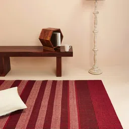 Fabindia Red & Beige Printed Woven Dhurrie-6