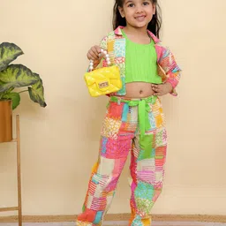 Superminis Girls Round Neck Pure Cotton Top With Trousers & Jacket-image-83