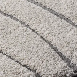 CARPETIFY Cream & Grey Striped Anti-Skid Shaggy Carpet image 3