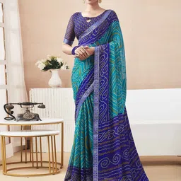 HERE&NOW Bandhani Pure Chiffon Saree-picture-16