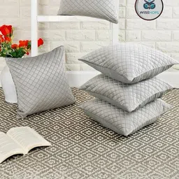 WISE HOME Set of 5 Silver-Toned Geometric Velvet Rectangle Cushion Covers-picture-12