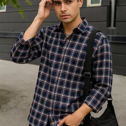 encore by INVICTUS Men Tartan Checked Spread Collar Cotton Casual Shirt-picture-20