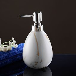 ceradeco White & Brown Textured Ceramic Soap Dispenser-15