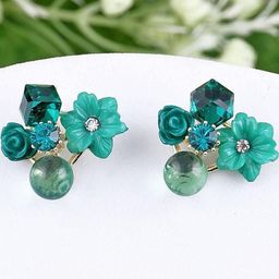 Estailo fashion Artificial Stones Studded Floral Studs-image-62