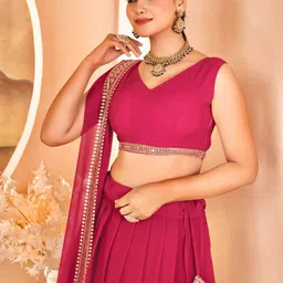 PAYAL CREATION Embroidered Unstitched Lehenga & Semi-Stitched Blouse With Dupatta image 3