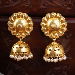 Adwitiya Gold-Plated Artificial Beads Beaded Dome Shaped Jhumkas-image-20