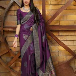 VILLE FASHION Ethnic Motifs Woven Design Zari Banarasi Saree-picture-57
