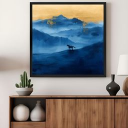 999Store Blue & Yellow Nature Horse Canvas Wall Art-image-26