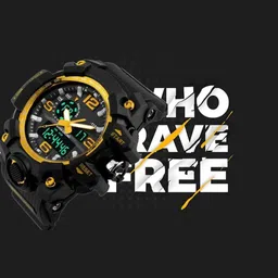 Otage Men Patterned Dial & Textured Straps Analogue and Digital Watch Otg- 1155 Gold image 3